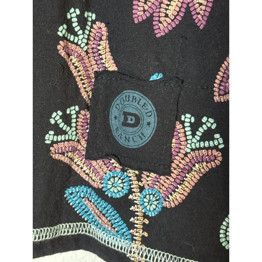 Double D Ranch Black Goats Island Souvenirs Top Womens XL Beaded Floral Bohemian - Picture 2 of 8
